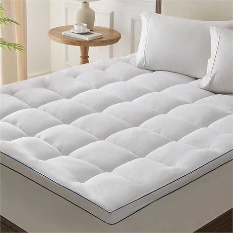 Homemate Mattress Pad Topper Queen - Cooling Pillow Top Quilted Fitted Mattress