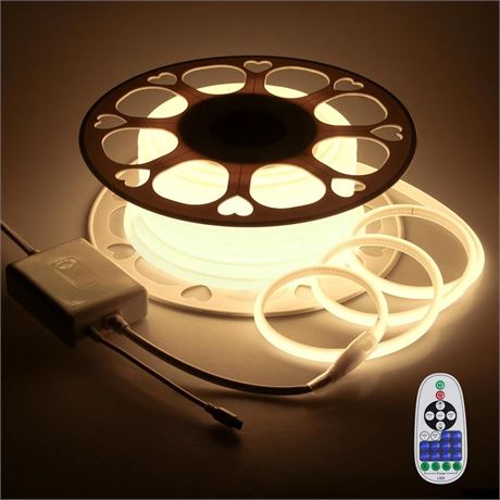 100FT COB Led Rope Lights Outdoor Led Strip Lights Waterproof AC 110V~120V Warm