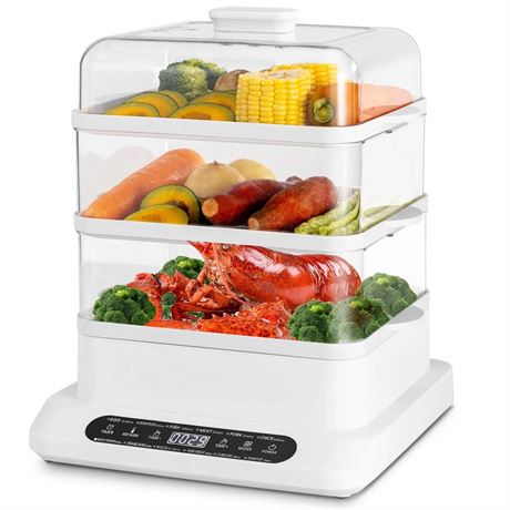 Food Steamer 3 Tier 16QT Electric Vegetable Steamer With Appointment and Timer