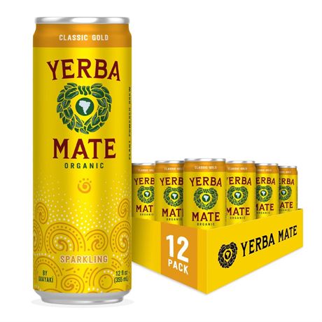 Guayaki Guayakí Yerba Mate, Organic Sparkling Classic Gold, 80mg Natural Plant