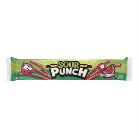 Watermelon Sour Punch Straws Candy, 2 oz, 10 pack