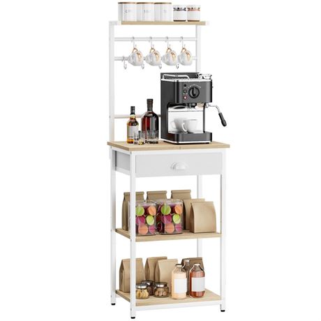 YMYNY 5 Tier Coffee Bar Station, Coffee Stand with Fabric Drawers, 8 S-Shaped