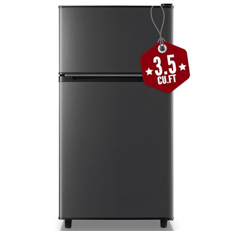 WANAI Mini Fridge with Freezer, 3.5 cubic feet 2- Doors Small Refrigerator