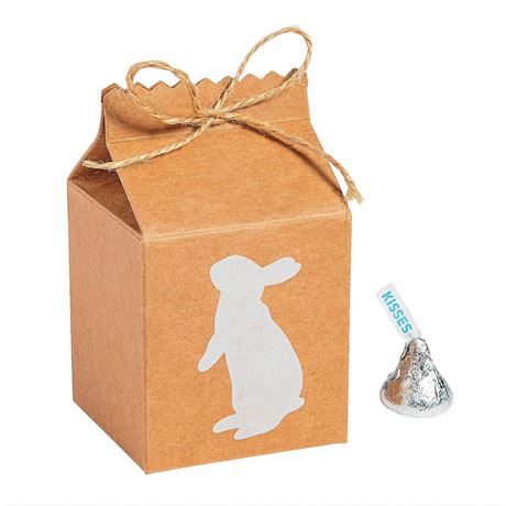 Easter Milk Carton-Shaped Paper Treat Boxes - 2.5" x 2.5" x 4.5" | Multi-color