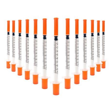 Syringes with Needle, 30 Pack U-100 1ml 30G 5/16" (8mm) Disposable Syringe, Lab