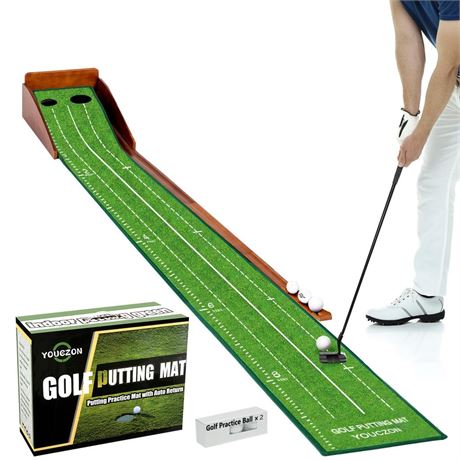 Putting Green Indoor,Wrinkle-Free Golf Mat with Auto Ball Return - Durable