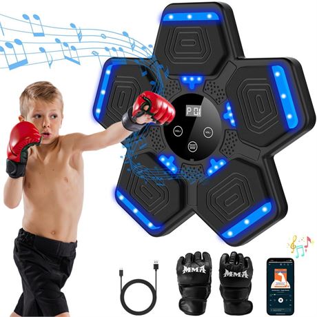 2024 Music Boxing Machine with Boxing Gloves, Smart Bluetooth Boxing Machine