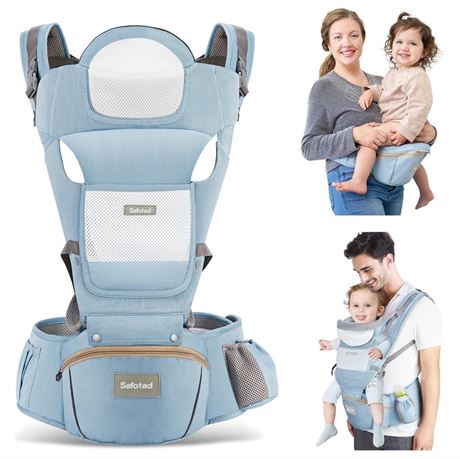 Baby Carrier with Hip Seat,Ergonomic M Position 6in1 Baby Carrier Newborn to