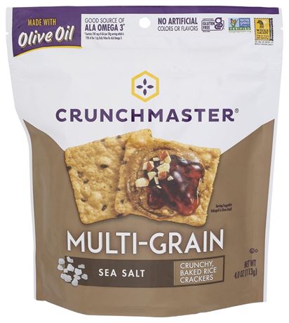 Crunchmaster Multi-Grain Crackers, Sea Salt, 4 Oz Sea Salt 4 Ounce (Pack of 1)