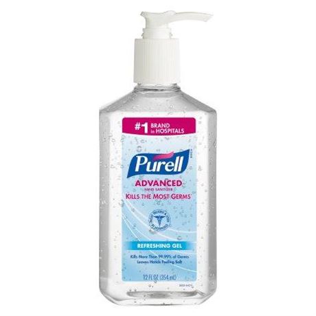 Gojo 365912 Purell Advanced Hand Sanitizer Gel, 70% Ethyl Alcohol, 12 ounce