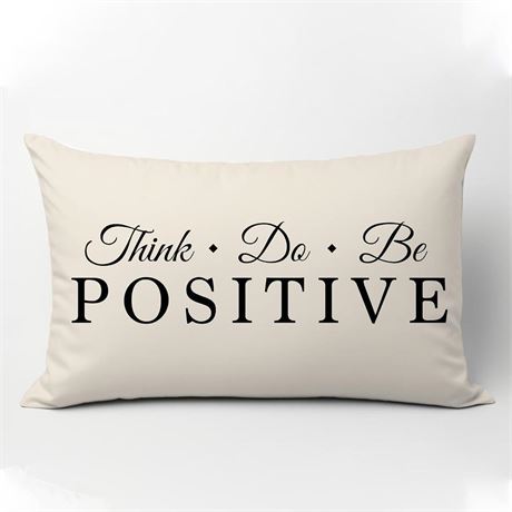 NATSUNO Positive 12X20 Pillow Cover,Positivity Gifts,Quote Saying Decor Throw