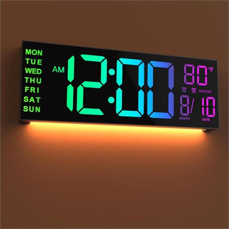 OFFSITE JALL 16" Large Digital Wall Clock with Remote Control, Dual Alarm with