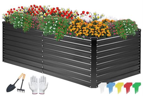 Dtig Galvanized Raised Garden Bed For Vegetables Flowers Herbs, Tall Metal