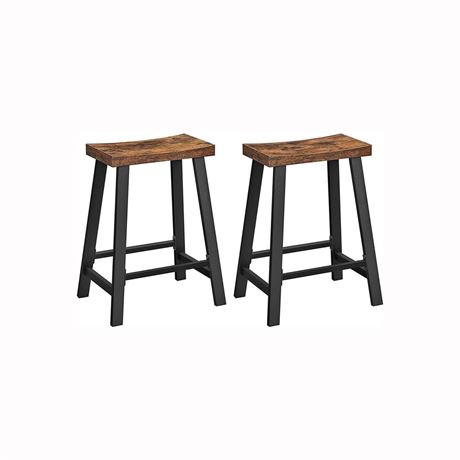 Set of 2 Bar Stools with Footrest
