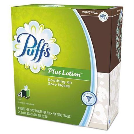 Puffs Plus Lotion Facial Tissues 56 Count (Pack of 4)