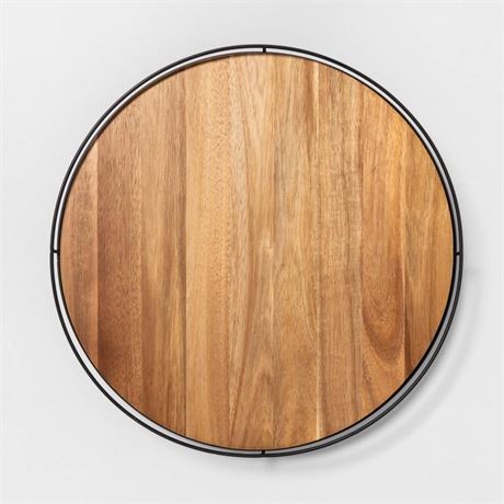 18" Wooden Lazy Susan with Metal Trim Brown/Black - Hearth & Hand™ with Magnolia