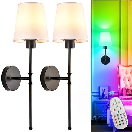 Depuley Battery Operated Wall Sconce: Set of 2 Wireless Wall Lights with Remote