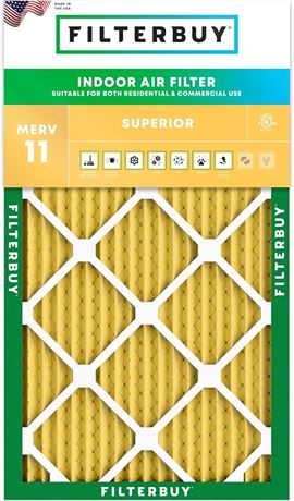 Filterbuy 12x24x1 MERV 11 Allergen Defense, Pleated HVAC AC Furnace Air Filters