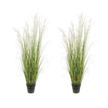 Artificial Plant, 47in Tall, 2pk Grass, Faux House Plant in Pot, Indoor