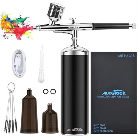 Autolock Upgraded Airbrush Kit with Air Compressor, Portable Cordless Auto