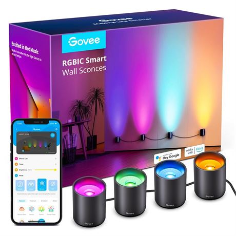 OFFSITE Govee RGBICWW Smart Wall Sconces, Music Sync Home Decor WiFi Wall Lights