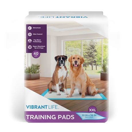 Vibrant Life Training Pads – Super Absorbent, Leak Proof, & Fast Dry Dog and