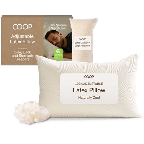 Coop Sleep Goods Adjustable Latex Pillow Queen, with Talalay Latex & Microfiber