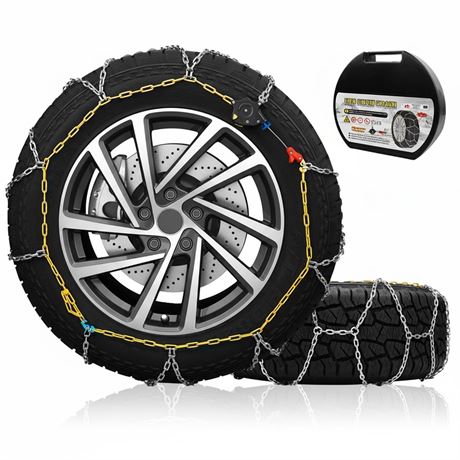Auto Tightening Snow Chains for Car, SUV & Pickup Trucks – 1-Min Quick Install,