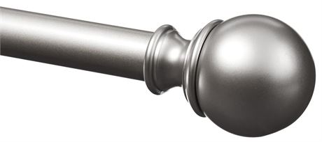 Amazon Basics 1-Inch Curtain Rod with Round Finials, 1-Pack, 36" to 72", Nickel