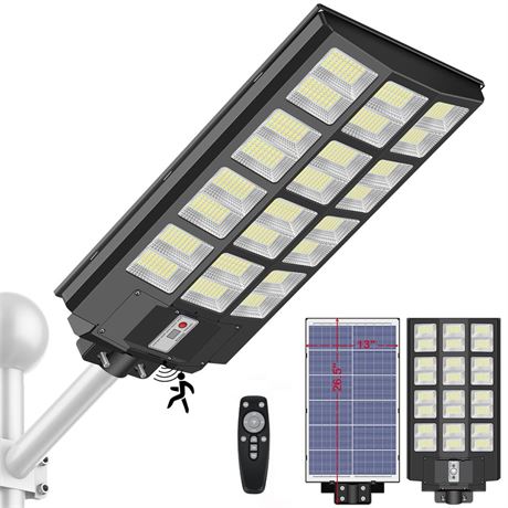 INSDEA 5000W LED Solar Street Light Motion Sensor, 500000LM IP66 Waterproof