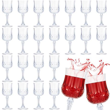 24 Pcs Patterned Plastic Wine Glasses Colorful Goblet Champagne Flutes Glasses
