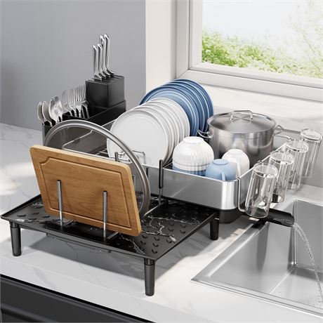 Urackify Dish Drying Rack for Kitchen Counter - Stainless Steel Dish Drainer