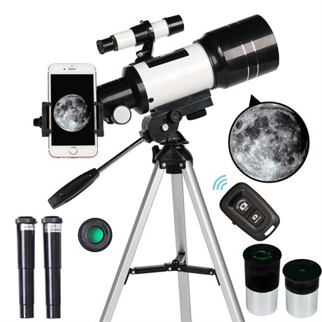Telescope for Adults & Kids, 70mm Aperture Refractor (15X-150X) Portable Travel