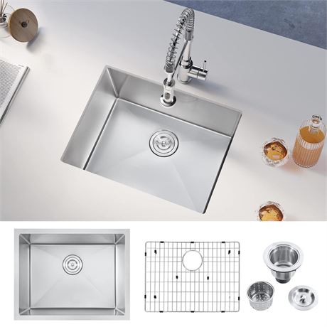 23 Inch Kitchen Sink Undermount Single Bowl,23''x18'' Undermount Single Bowl