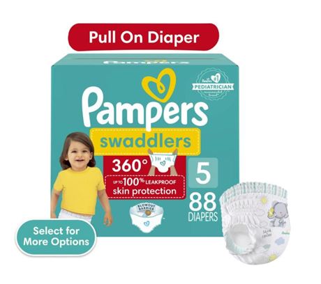 Pampers Swaddlers 360 Pull-On Diapers, Size 5, 88 Count for up to 100%