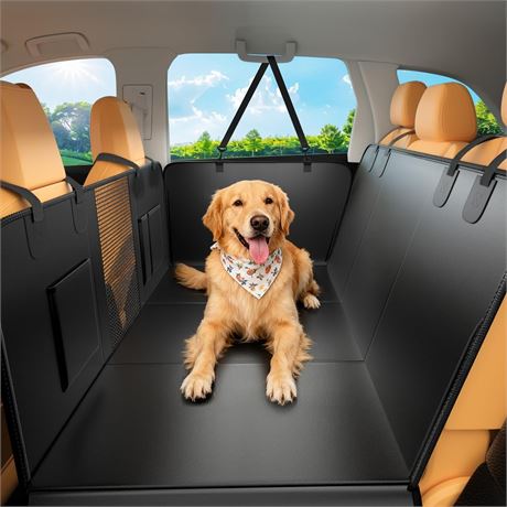 XL Hard Bottom Dog Car Seat Cover for Back Seat, 58"x69" Waterproof PU Leather