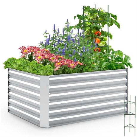 Quictent Galvanized Raised Garden Bed 4x3x2ft Tall Garden Bed Extra Height