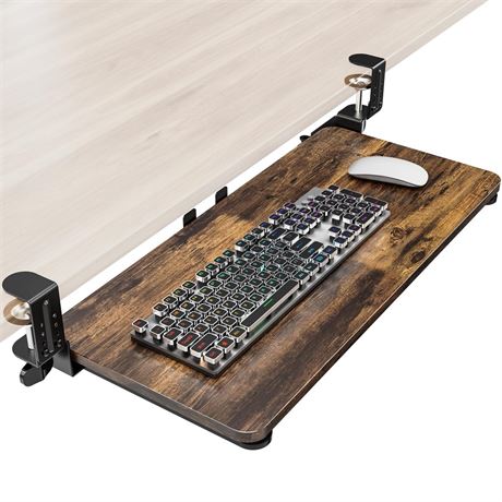 Ergonomic Keyboard Tray Under Desk, Pull Out with Adjustable C-clamp, 25.6