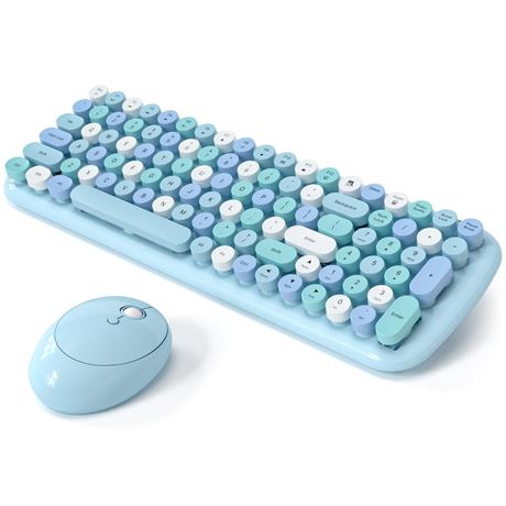 Wireless Keyboard and Mouse Combo, MOWUX - Modern Compact Layout, Colorful