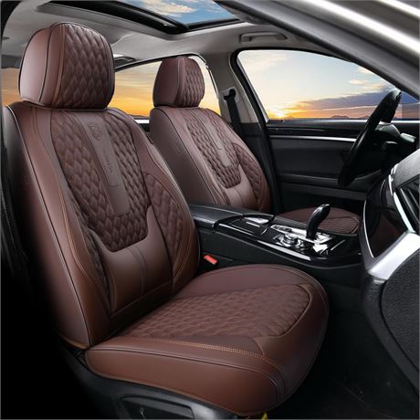 Coverado Car Seat Covers Front Seats, Luxury Faux Leather Seat Covers for Cars