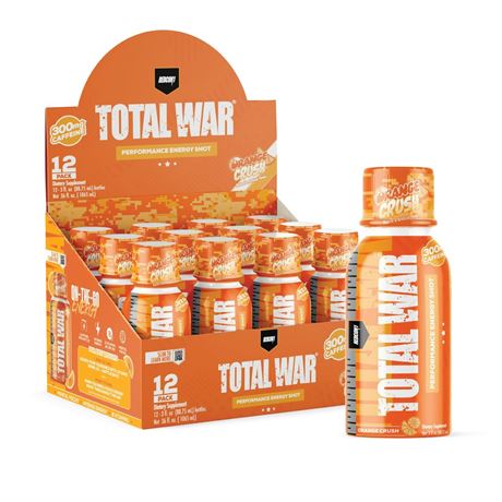 REDCON1 Total War Pre Workout Energy Shots - 300mg Caffeine Shots with B