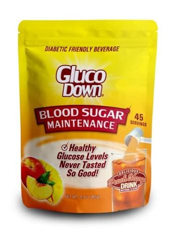 GlucoDown  Maintains Healthy Blood Sugar  Delicious Peach Mango  45-Servings.