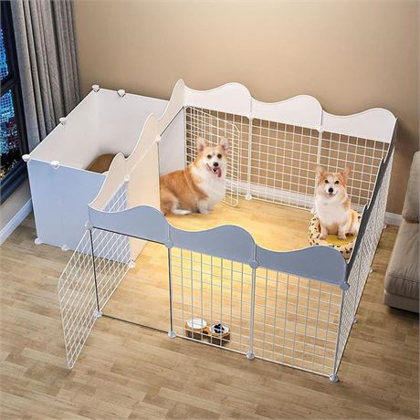 BNOSDM Dog Pet Playpen Metal Wire Puppy Fence Indoor, Portable Yard with Door