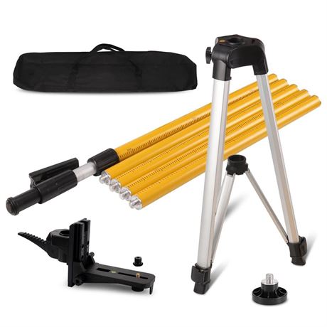 12 Ft Adjustable Laser Level Pole with Tripod – Telescoping 3.6 M Pole, 5/8"-11