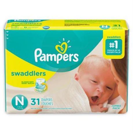 Pampers Swaddlers Diapers  Newborn  31 Count