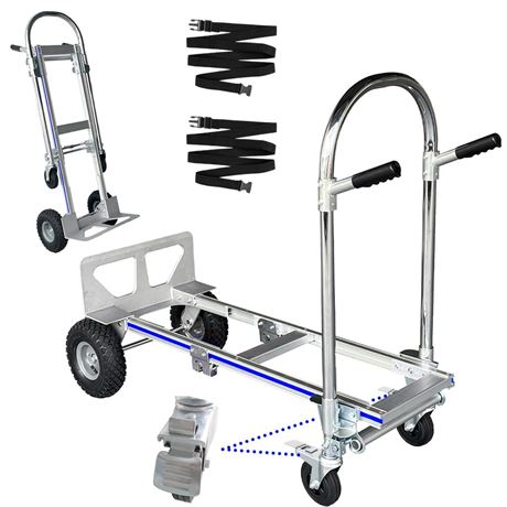 Convertible Aluminum Hand Truck Dolly Cart with Brakes Heavy Duty,2 in 1