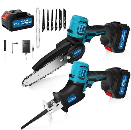 Power Tool Combo Kit 2 In 1, Mini Chainsaw, Brushless Cordless Electric Chain