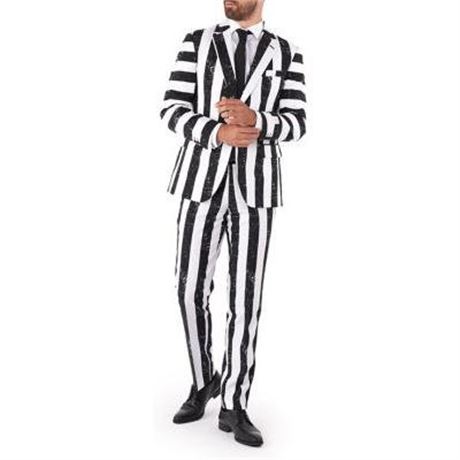 Men's OppoSuits Beetlejuice Slim-Fit Novelty Suit & Tie Set, Multi size 40