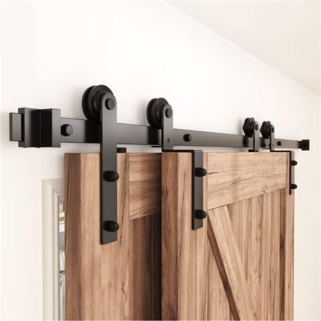 ZEKOO 6.6FT Single Track Bypass Sliding Barn Door Hardware Kit for Double