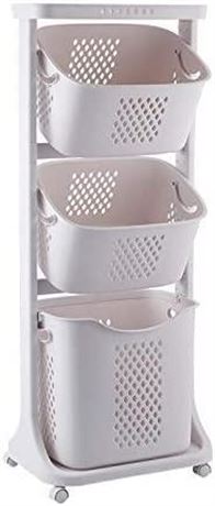 3-Layer Clothes Storage Basket, Laundry Basket, Multi-Layer Rolling Laundry